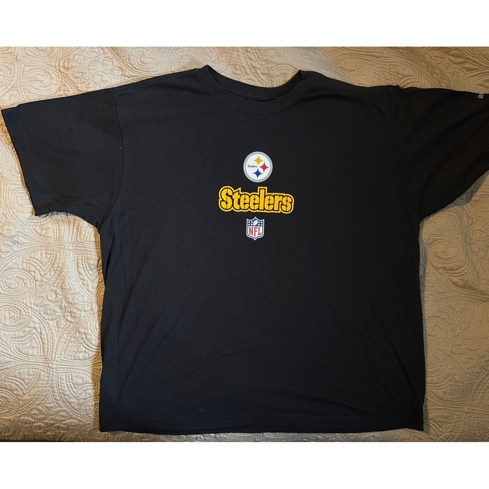 Reebok Pittsburgh Steelers Shirt Adult Large Black Short Sleeve NFL Football